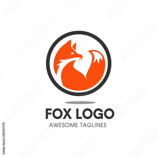 Fox circle Vector Symbol, fox Sign or Logo Template. creative fox Animal Face Modern Simple Design Concept. Isolated.
