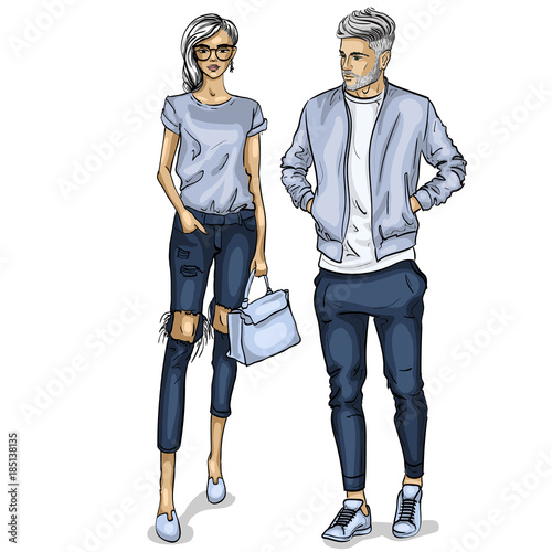 Vector woman and man