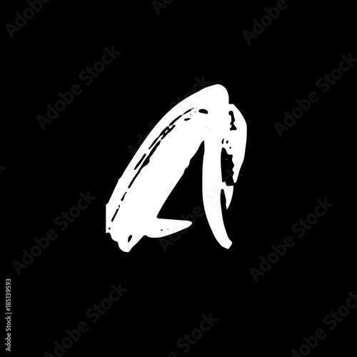 Letter A. Handwritten by dry brush. Rough strokes font. Vector illustration. Grunge style alphabet.