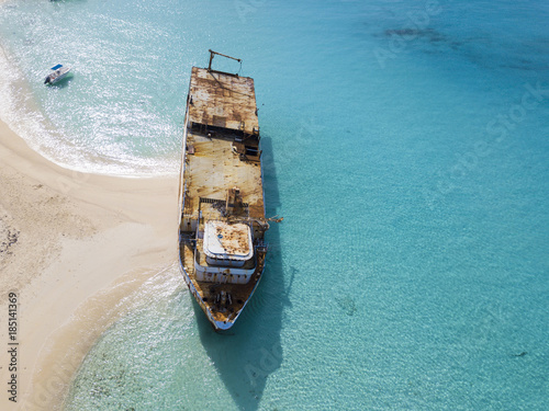 Aerial view of shipwreck in Grand Turk island.