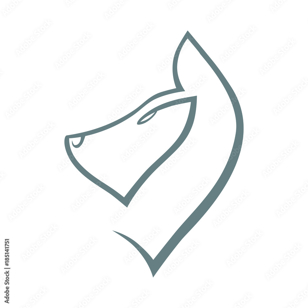 Abstract dog symbol, icon on white background. Used for logo Abstract dog symbol, icon on white background. Used for logo