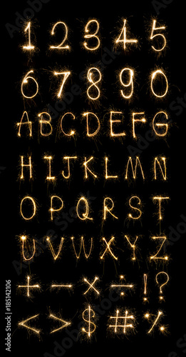 sparkler firework light alphabet