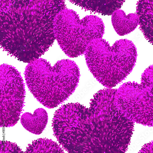 Seamless pattern with fluffy soft heart