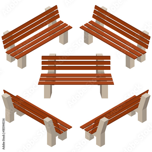 Set of wooden benches.isolated to construct garden, farm or other outdoor scenes