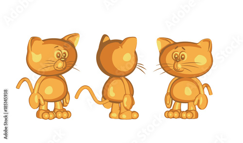 cats red various expressions facial expressions front back behind sideways little mustachioed striped gradation colors isolate white background