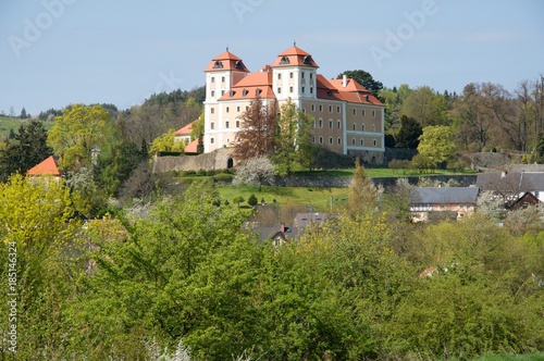 Castle and town Valec in western Bohemia, Czech republic