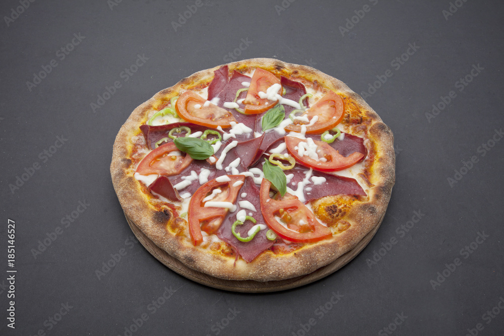 pizza on the dark background