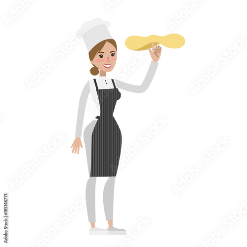 Isolated female chef.