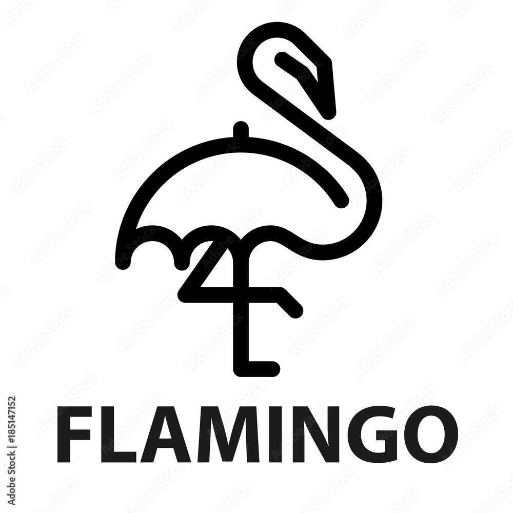 line icon of flamingo from umbrella line icon of flamingo from umbrella