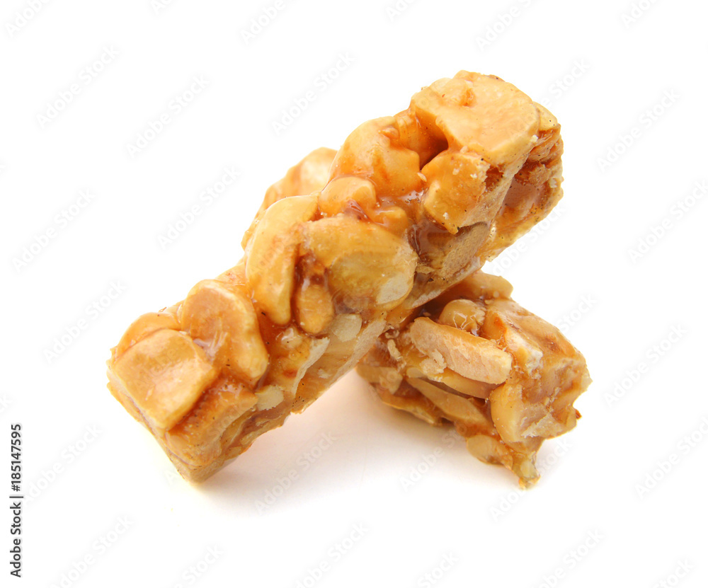 Honey bars with peanut on white background Honey bars with peanut on white background