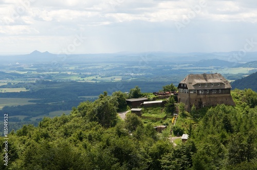 Mountain cottage on the top of Hvozd (Hochwald) in the Lužické hory  (Lusatian mountains) on the border Czech republic and Germany. photo