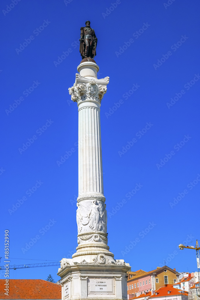 Column Pedro IV Rossio Square Lisbon Portugal