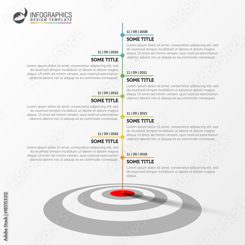 Infographic design template. Timeline concept with target