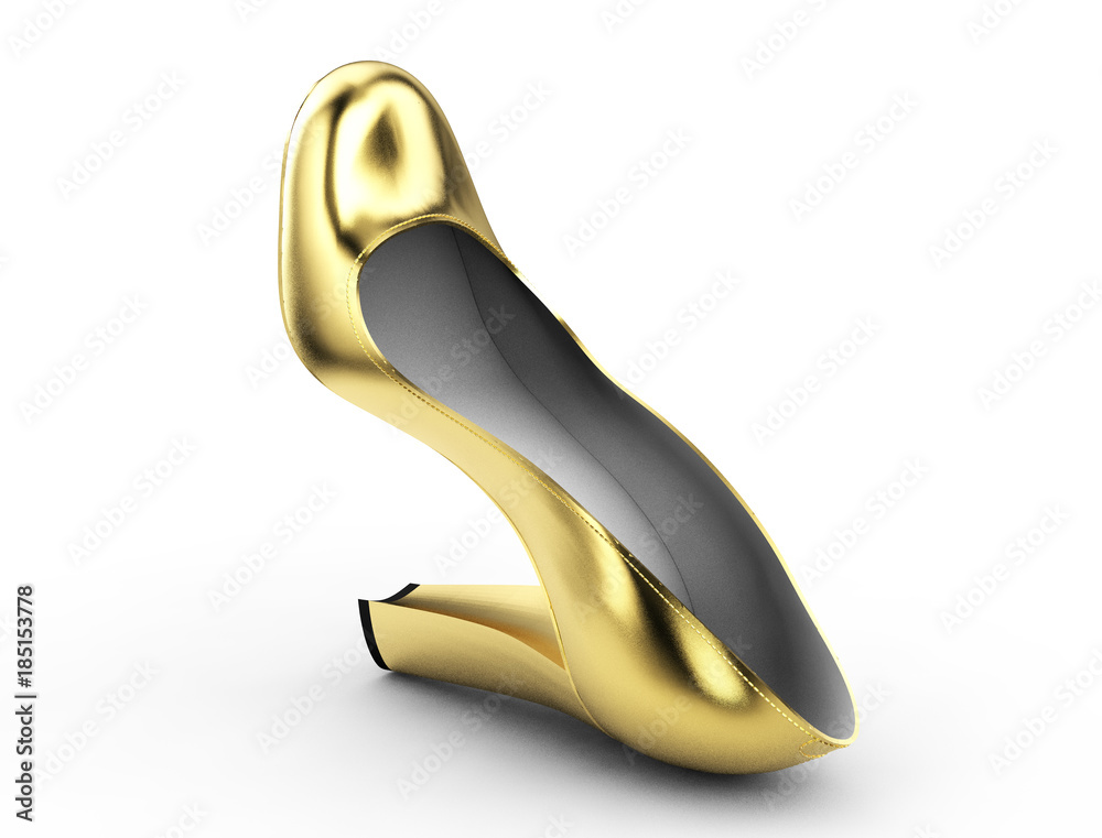 3d render of a golden high heels on white background isolated 3d render of a golden high heels on white background isolated