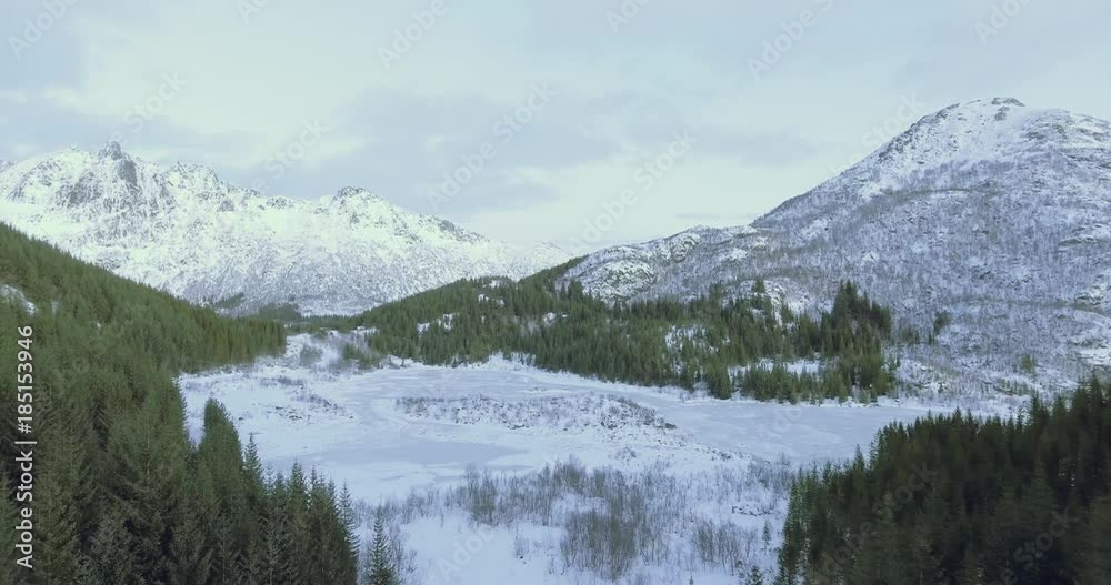 Winter landscape over mountain range in Norway lofoten Winter landscape over mountain range in Norway lofoten