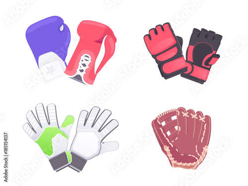 Sport protection gloves isolated on white. Vector illustration