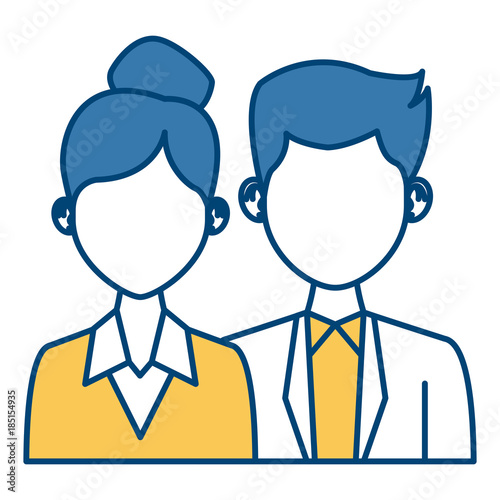 Elegant couple avatar cartoon