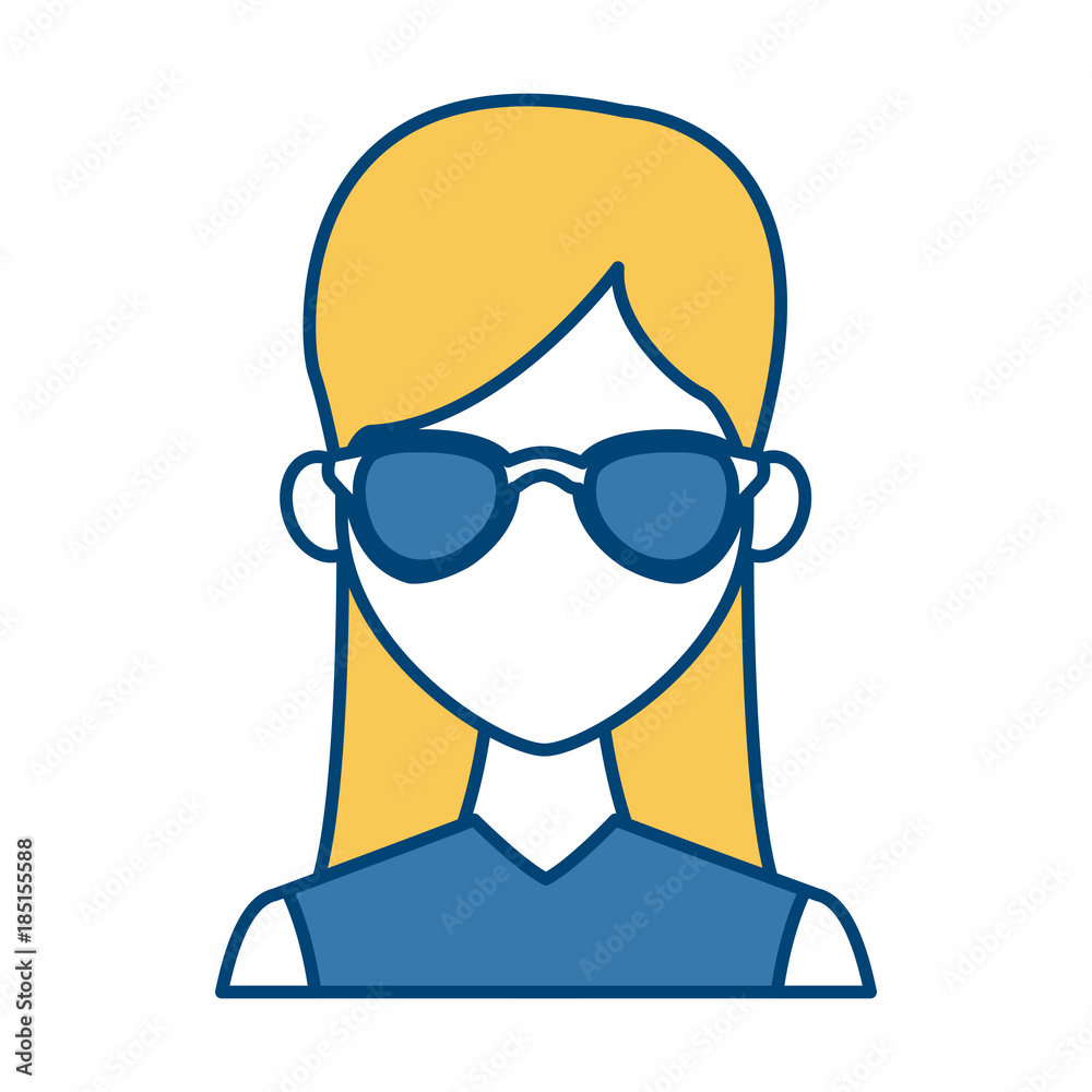 Young fashion woman with sunglasses cartoon Young fashion woman with sunglasses cartoon