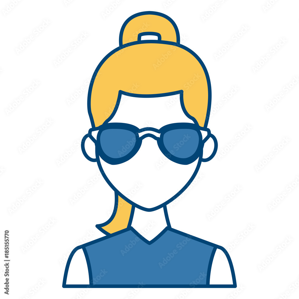 Young fashion woman with sunglasses cartoon Young fashion woman with sunglasses cartoon
