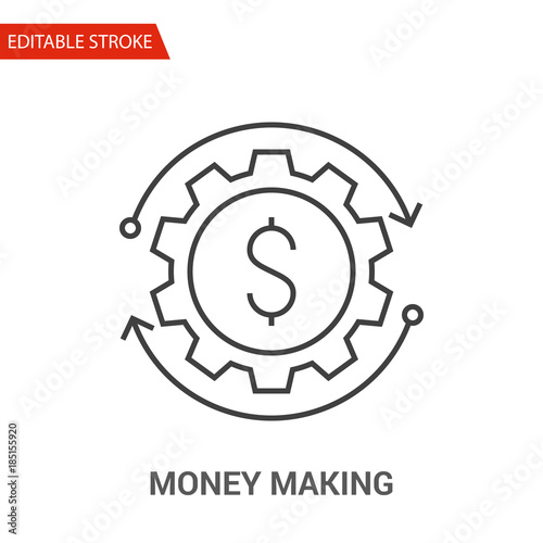 Money Making Icon. Thin Line Vector Illustration - Adjust stroke weight - Expand to any Size - Easy Change Colour - Editable Stroke - Pixel Perfect