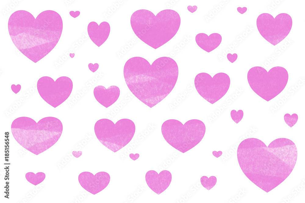 Tissue Paper Pink Hearts on White Background