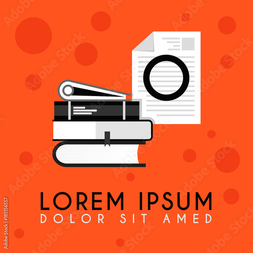 Stack of books with additional initial O logo in h simple and neat design