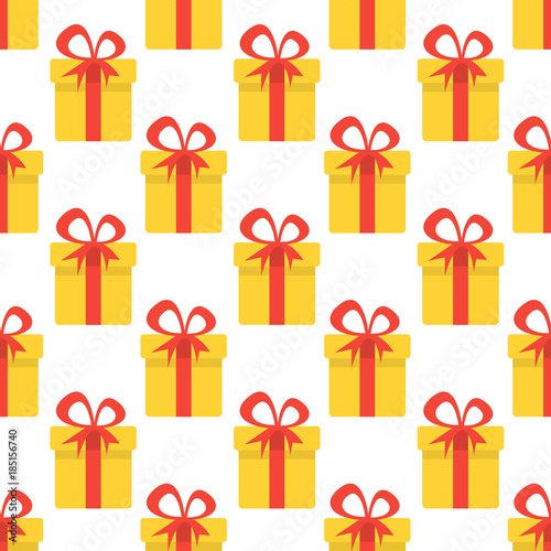 Christmas seamless pattern with yellow gift boxes. Christmas background. Vector illustration