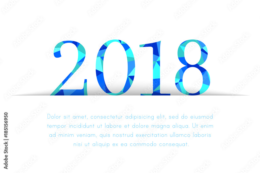 2018 concept made in blue color. Tucked and pocket design with copy space. 2018 concept made in blue color. Tucked and pocket design with copy space.