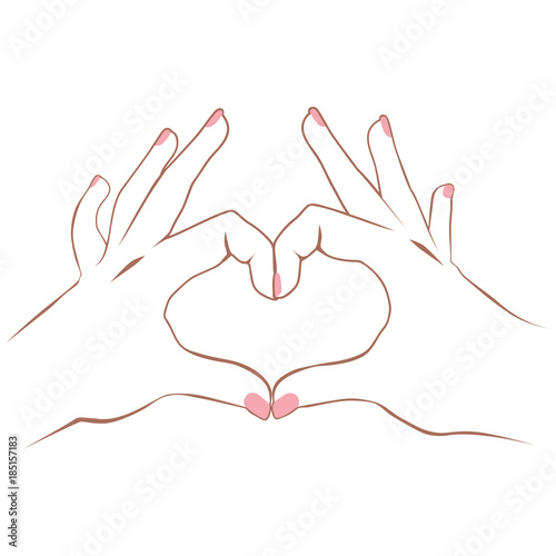 Lineart illustration of hands making heart symbol love concept