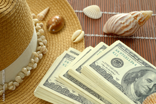 US Dollar banknotes Straw Hat photo