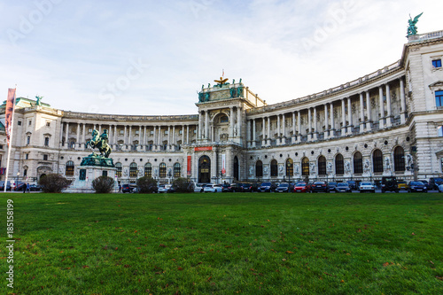 Photography VIew of imperial palace Hofburg in Heldenplatz square in the centre of Vienna, Famous place of Austria