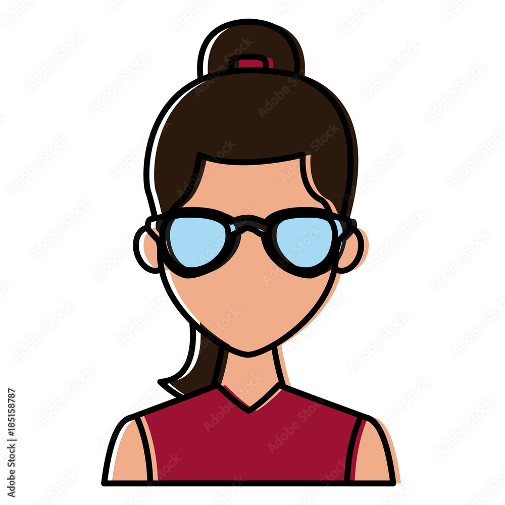 Young fashion woman with sunglasses cartoon Young fashion woman with sunglasses cartoon
