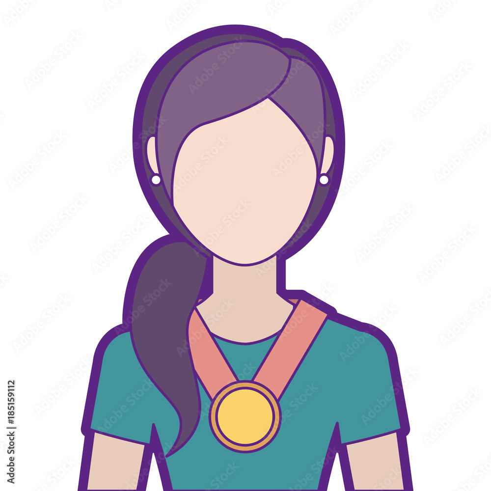 woman with winner medal character vector illustration design woman with winner medal character vector illustration design