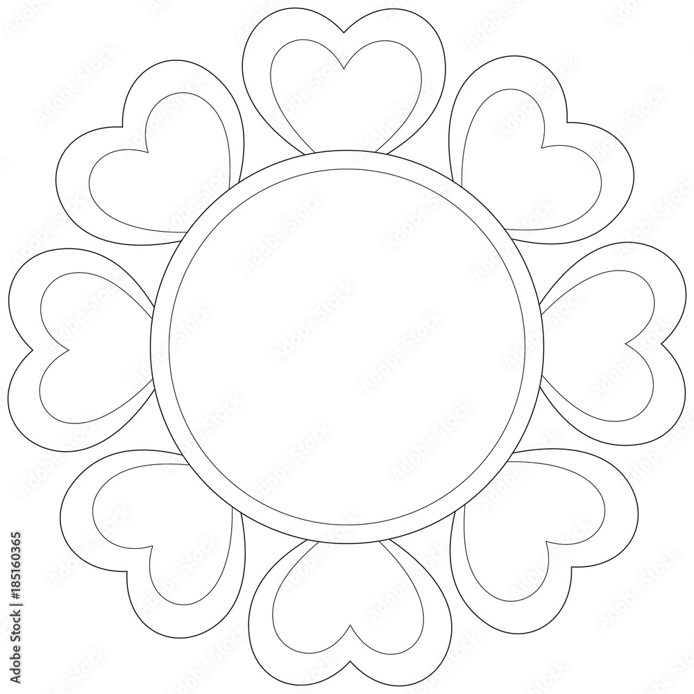 Black and white wreath with hearts and place for text Black and white wreath with hearts and place for text