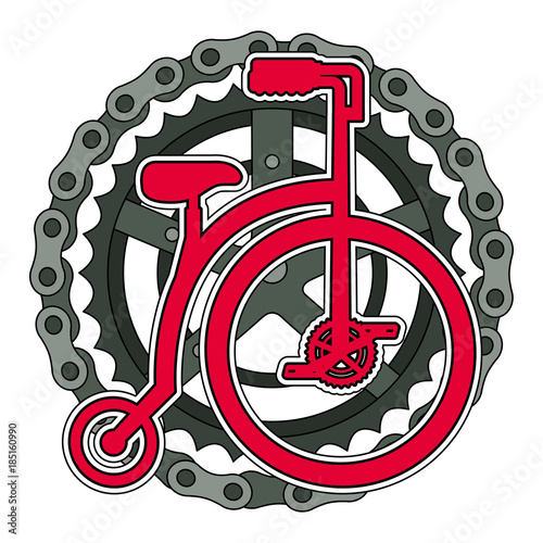retro bicycle with chain and sprocket vector illustration design