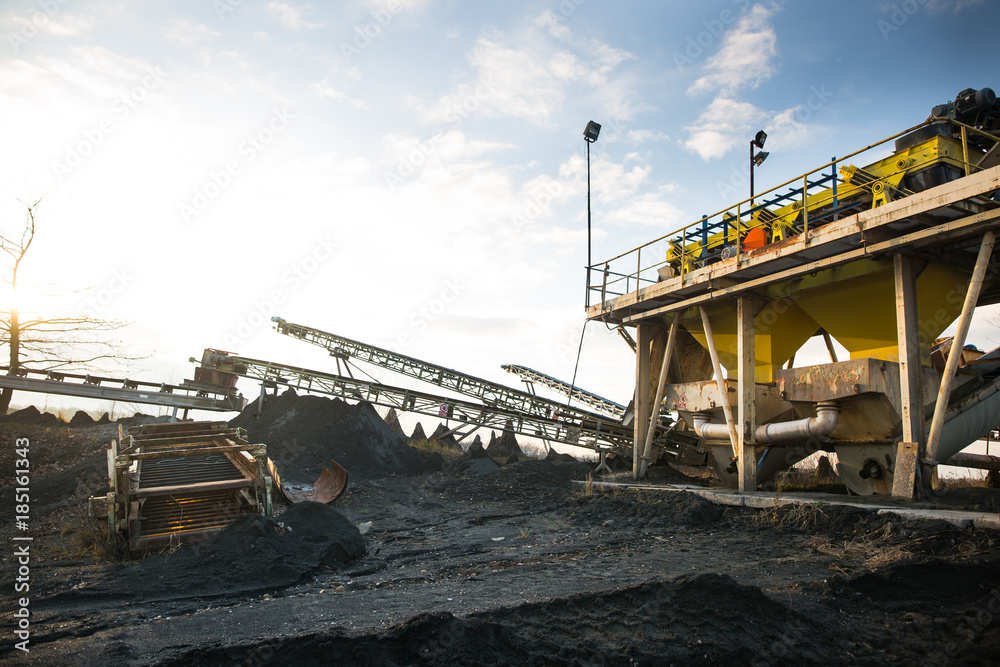 Fototapeta premium Sand mining with sand replenishment system, sorting sand