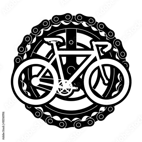 racing bicycle with chain and sprocket vector illustration design