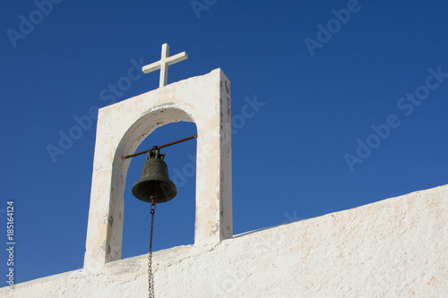 Bell tower of an orthodox church in Crete island, Greece.