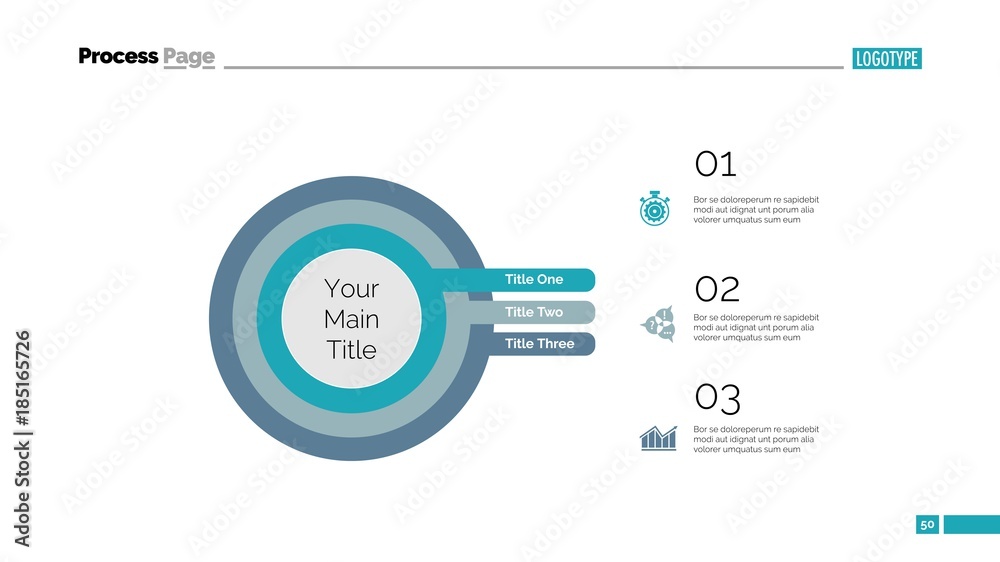 Three Concentric Circles Process Slide Template