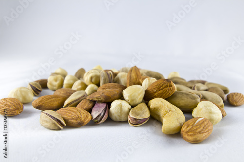 Several Nuts Isolated on White Background  photo