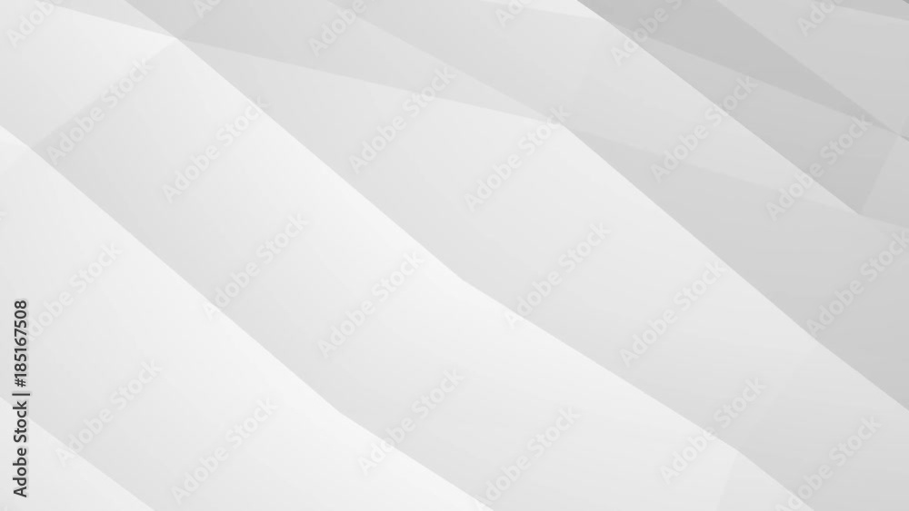Abstract white cg polygonal crystal surface. Geometric poly silver triangles motion background.