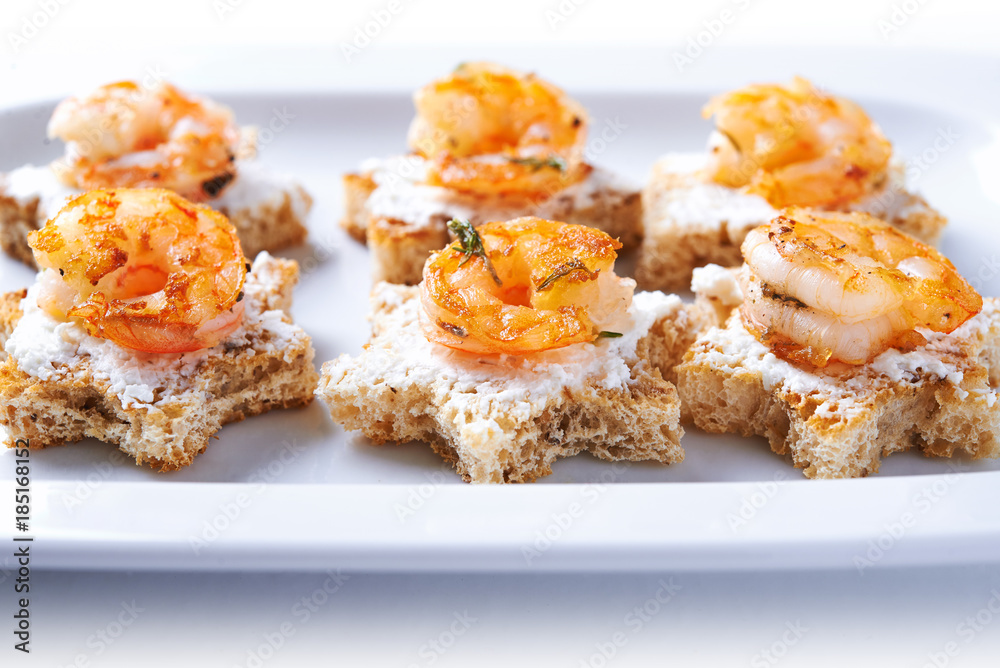 appetizer canape with shrimps appetizer canape with shrimps