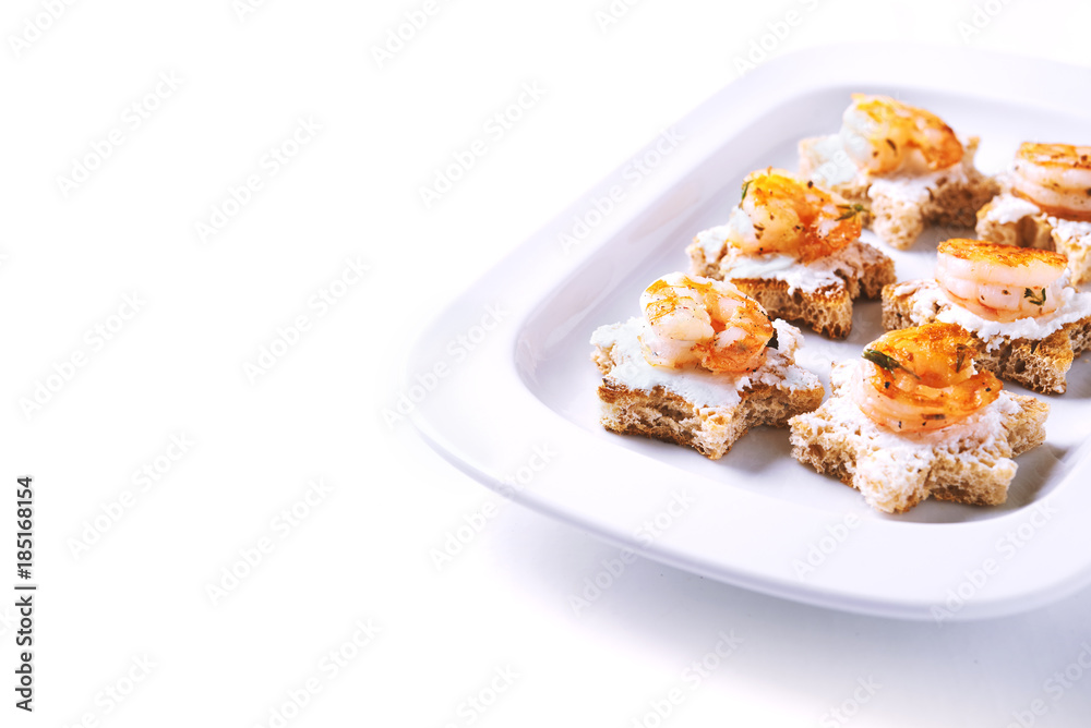 appetizer canape with shrimps