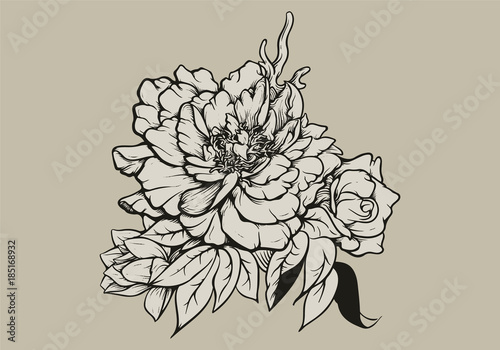 Floral element. Vintage draw