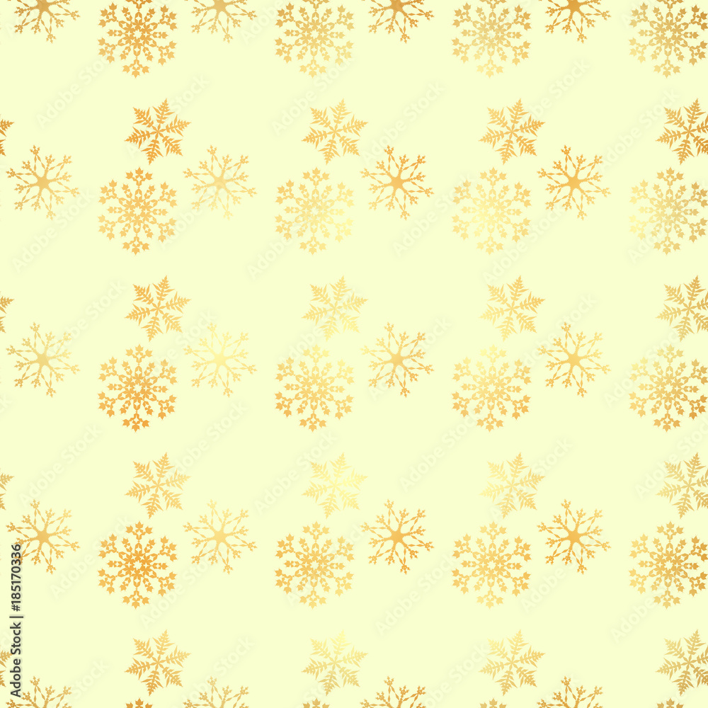 golden Snowflakes seamless pattern. Snow falls background. Symbol winter, Merry Christmas holiday, Happy New Year celebration Vector illustration golden Snowflakes seamless pattern. Snow falls background. Symbol winter, Merry Christmas holiday, Happy New Year celebration Vector illustration