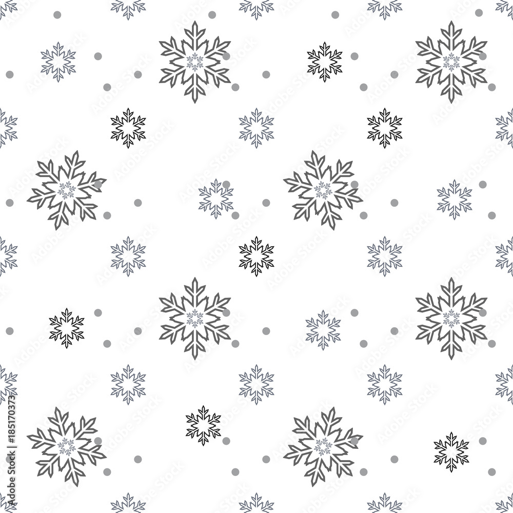 Snowflakes seamless pattern. Snow falls background. Symbol winter, Merry Christmas holiday, Happy New Year celebration Vector illustration Snowflakes seamless pattern. Snow falls background. Symbol winter, Merry Christmas holiday, Happy New Year celebration Vector illustration