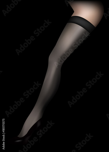 Beautiful Female Leg in stockings. Vector illustration.