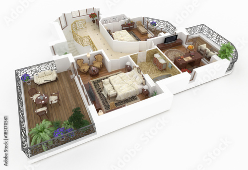 3d model of furnished home apartment