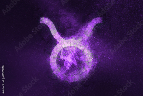 Taurus Zodiac Sign. Night sky Abstract background