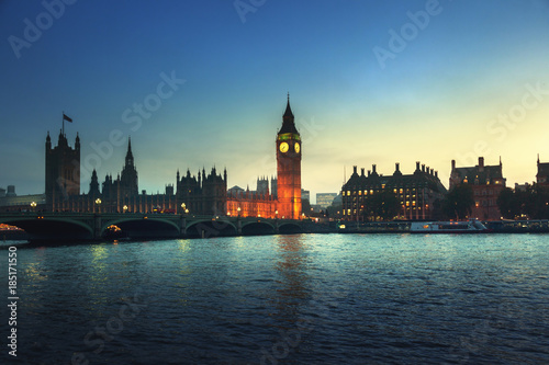 Big Ben and Westminster at sunset, London, UK